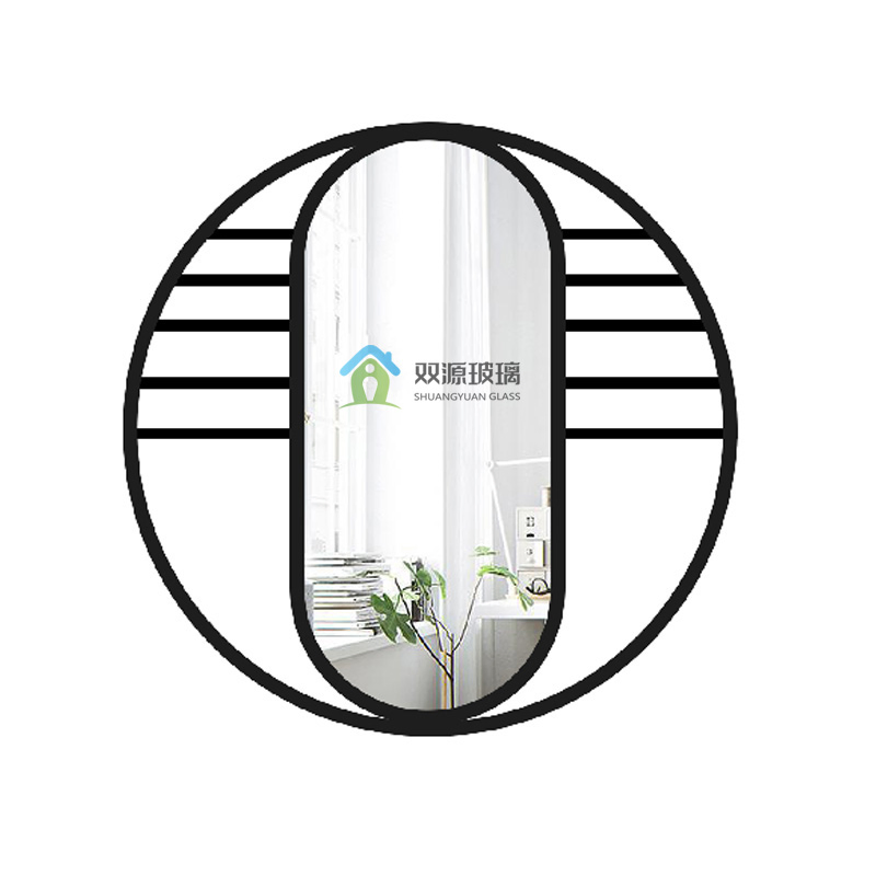 Rectangle Black Gold Metal Iron Large Metal Frame Round Mounted Decor Hanging Wall Mirror