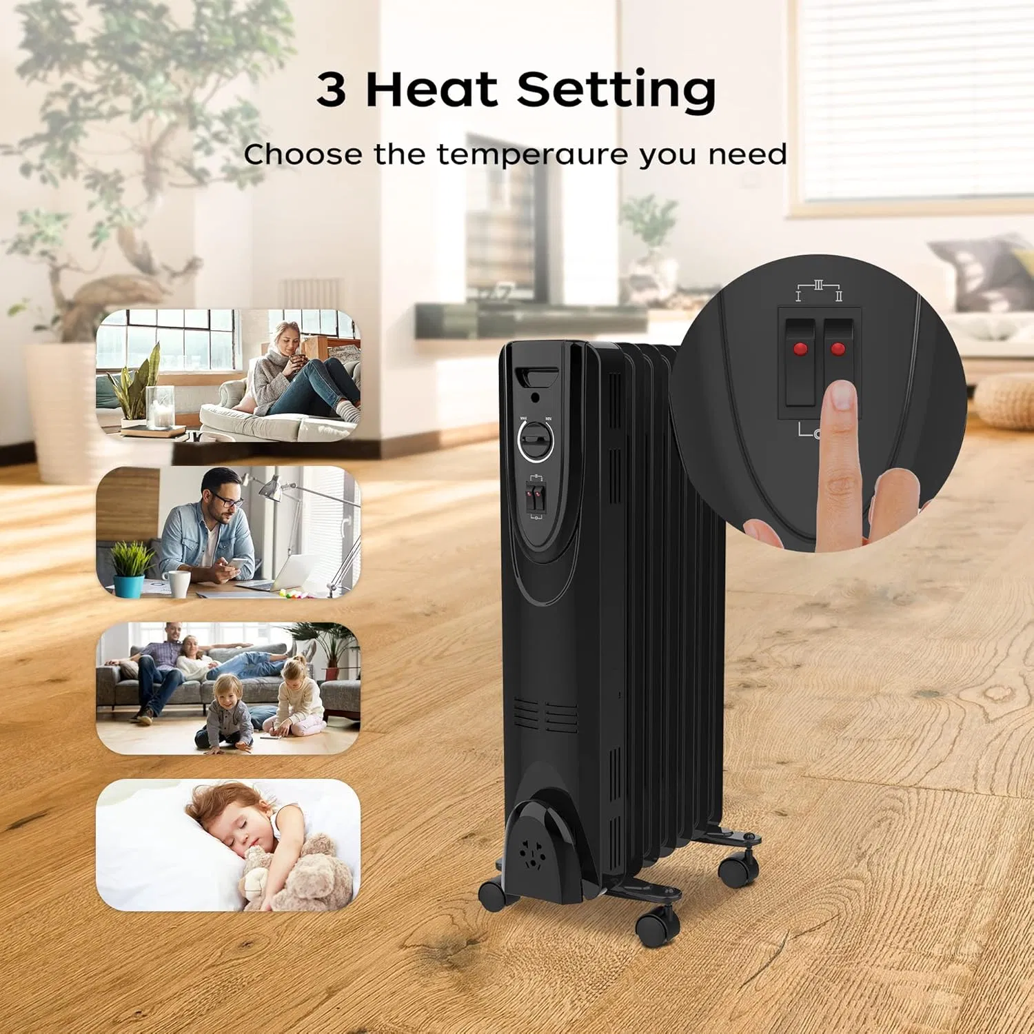 Automatic Portable Quiet Durable Oil Filled Radiator Heater Electric Oil Heater for Indoor
