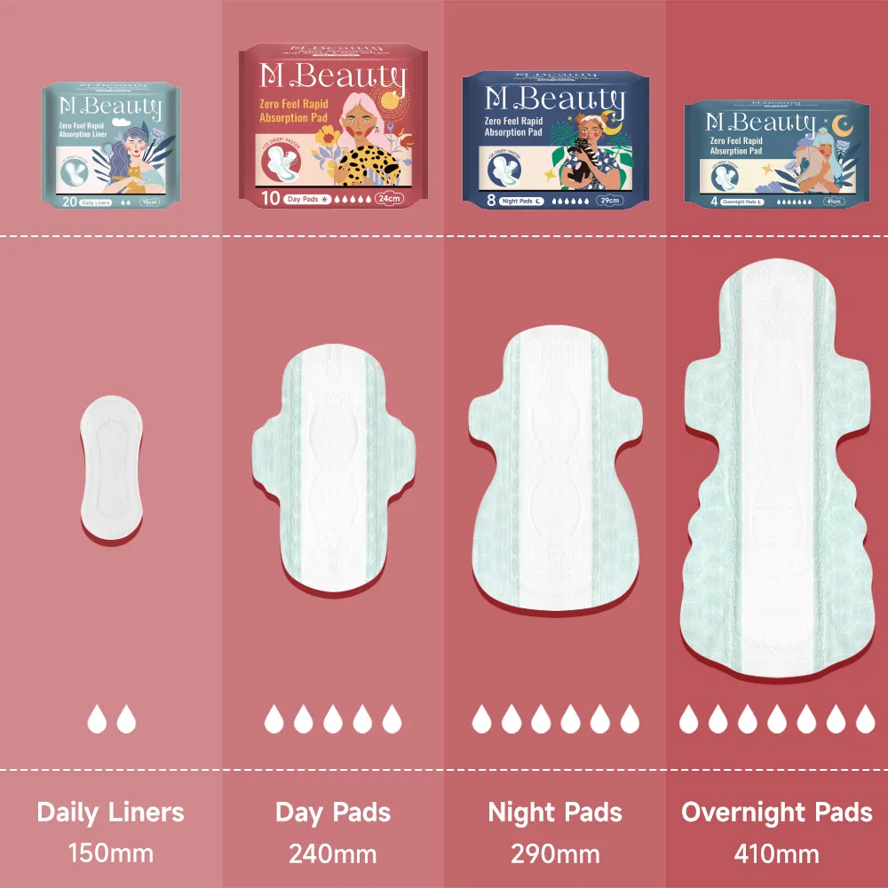 M Beauty 150-410mm Zero Feel Ropid Absorption Series Disposable Women's Sanitary Menstrual Pads