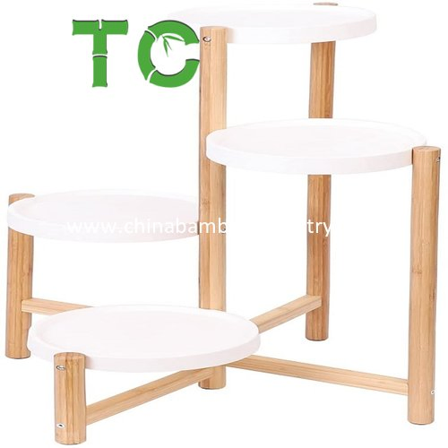4 Tier Bamboo Plant Stand Rack Flower Pot Holder Display Shelf