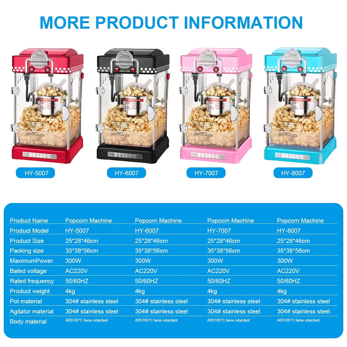 Commercial Blue Popcorn Machine for Parties