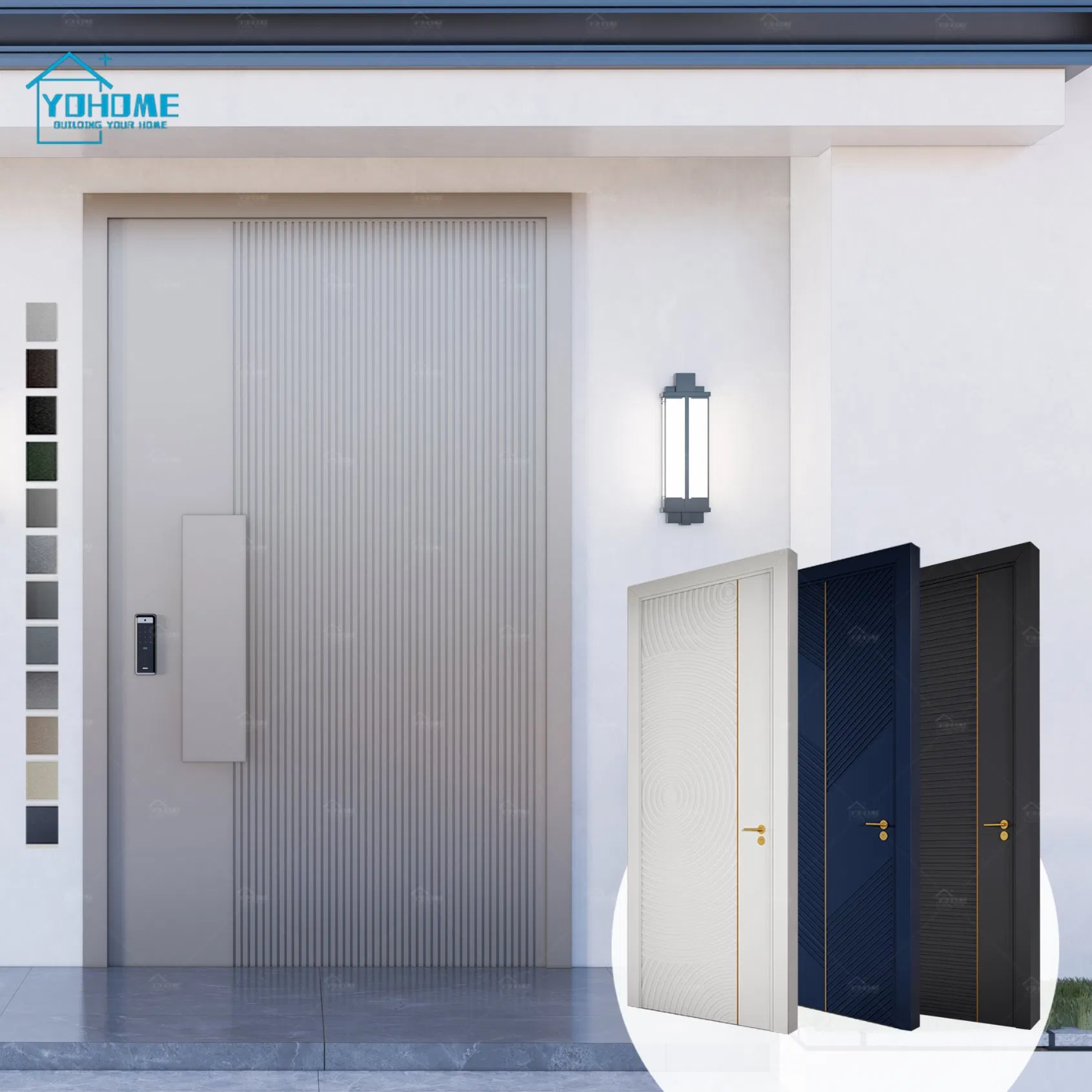 Минималистичная поворотная дверь Yohome из алюминия, матовый черный