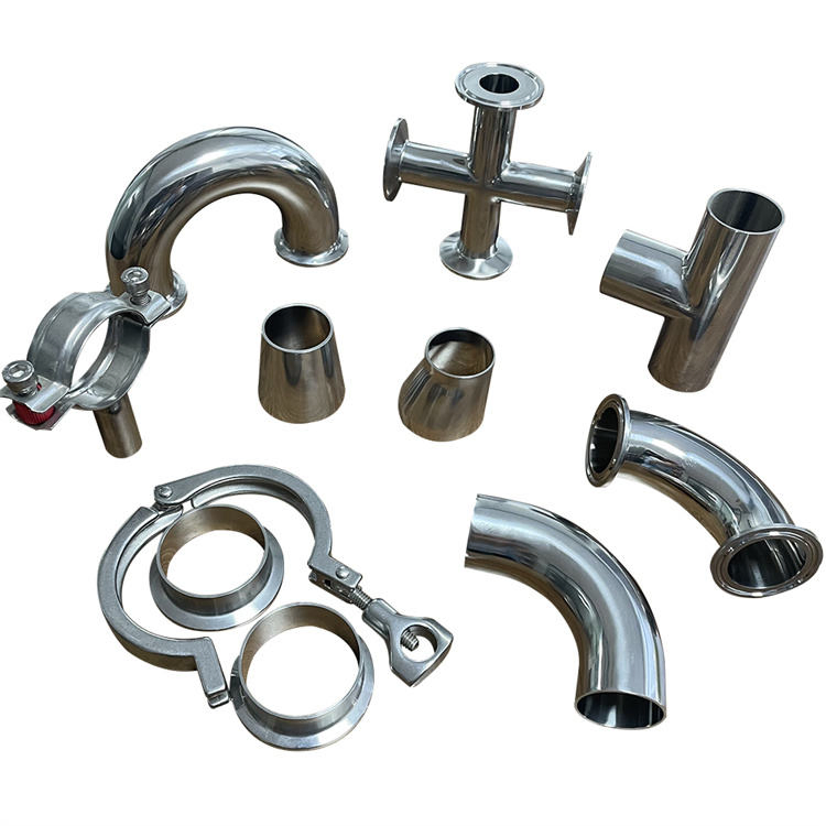 Kinggo Stainless Steel 304 Cross Sanitary Clamp Weld Thread Tee 316L Pipe System Connector
