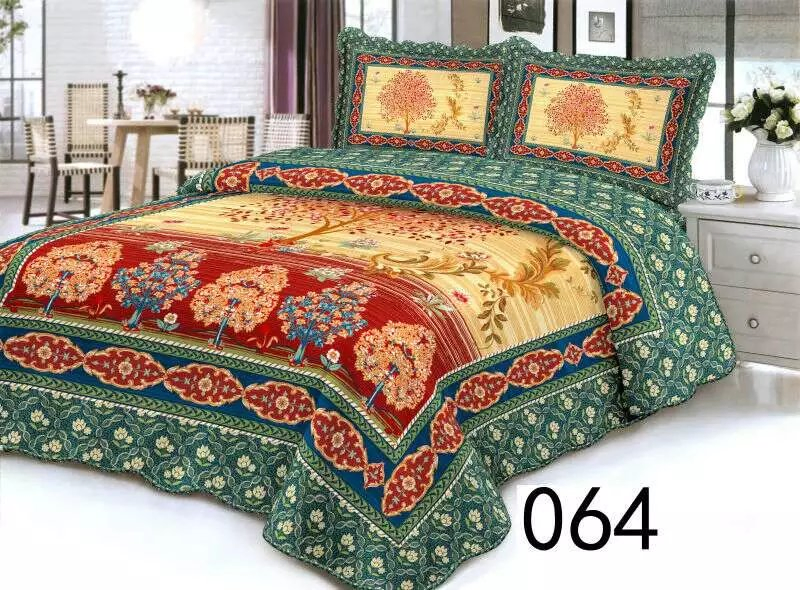 Sketch Petal Ornament Full Size Cotton Bedspread Set