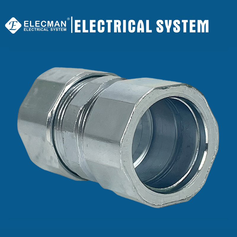 Zinc-Plated Straight IMC Connector Flexible Steel Compression Male Thread Electrical Rigid Coupling