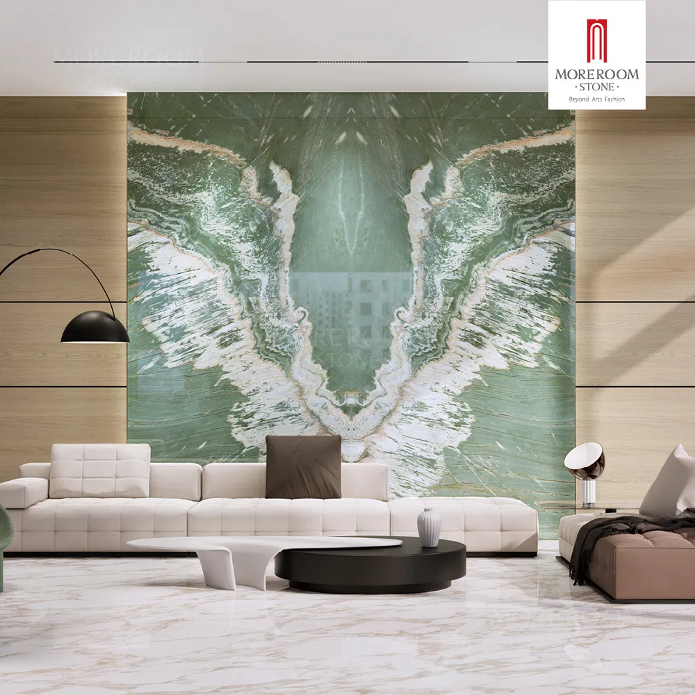 Artificial Marble Sintered Stone Verde Maestro Marble Bookmatch for Large Conference Tables