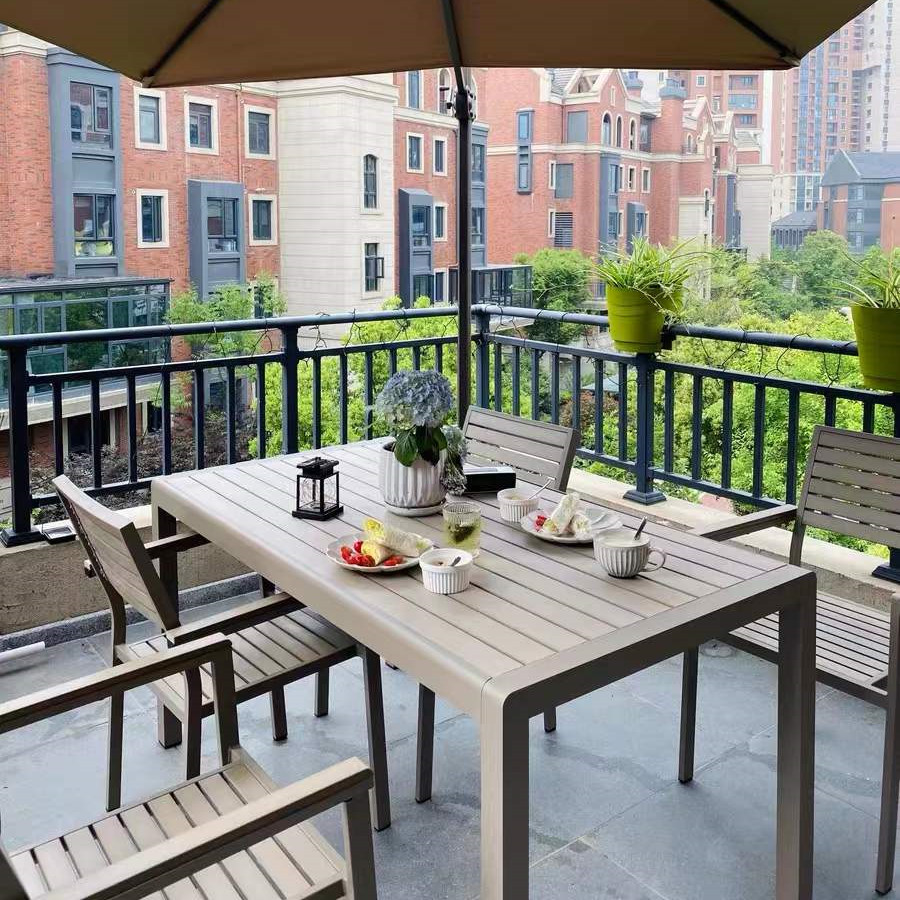 Садовая мебель алюминий дерево стол стулья патио