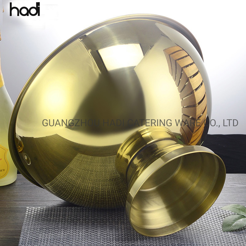 Hotels and Restaurants Supplies Round Custom Ice Bucket Rose Gold Copper Color Luxury Stainless Steel Bucket Champagne Cooler Ice Bucket