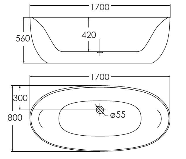 Акриловая отдельностоящая ванна круглая с тонким бортом
