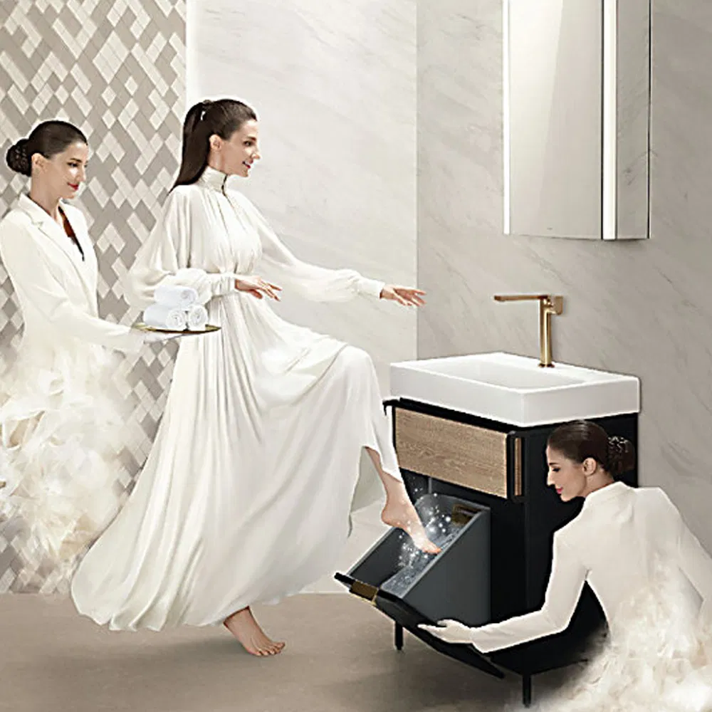 Popular in Muslim Country Elegant Black with Golden Plating Wash Hand Art Sink Basin