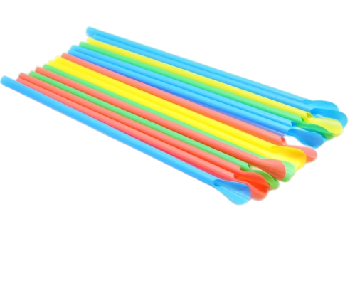 Disposable Multifunction Colored Smoothie PLA Drinking Straws with Spoon Shape