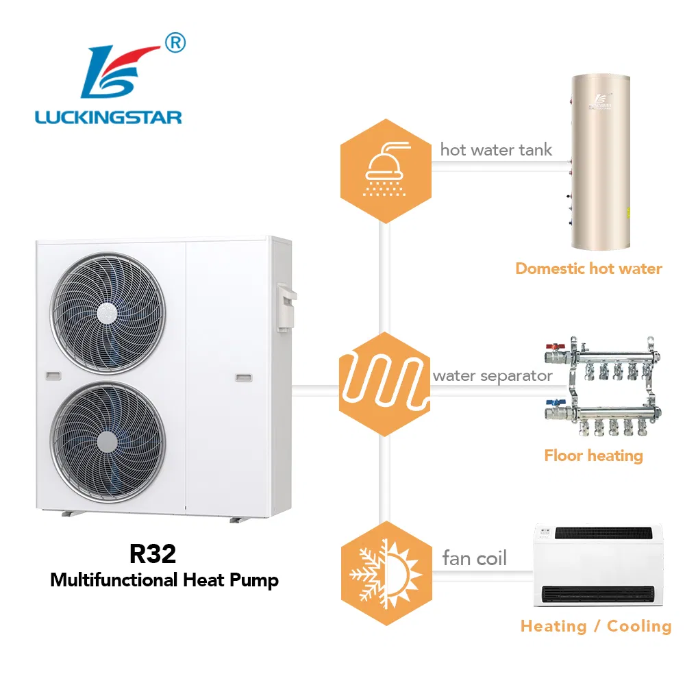 Factory Supply R32 Air Conditioner Smart WiFi Control Heating and Cooling Equipment Air to Water Heat Pump