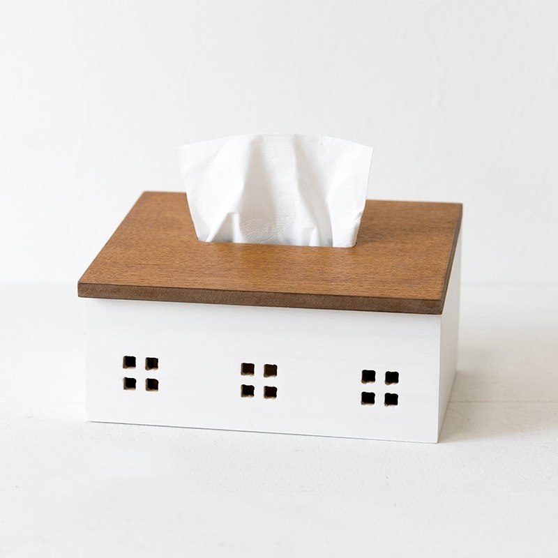 Handmade Wooden Tissue Paper Box with Kitchen Toilet Roll Dispenser