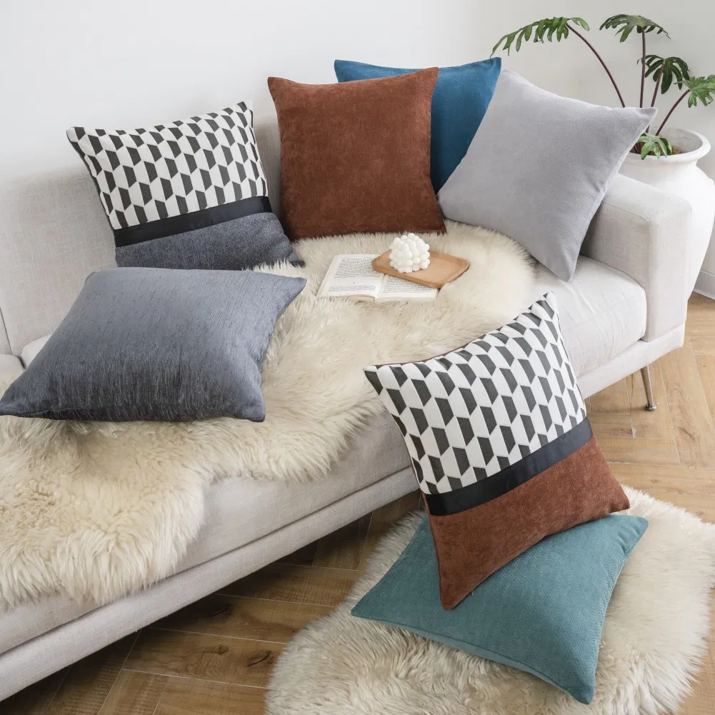 Chenille Soft Throw Pillow Covers 18X18 Set of 2, Decorative Square Pillow Covers Living Room