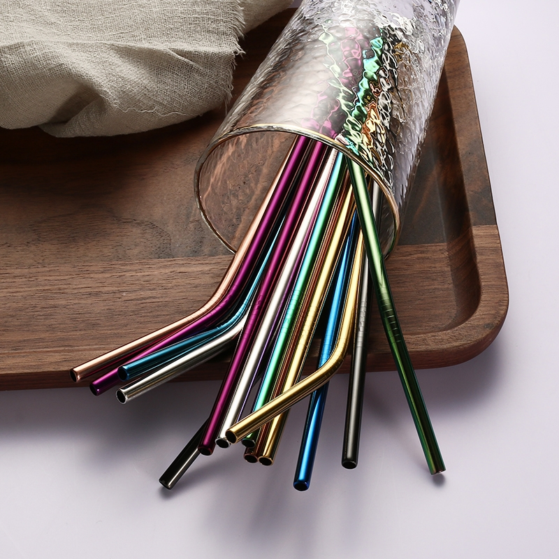 Wholesale Bent Straight Drinking Straws Stainless Steel Straw Colorful Smoothie Straw