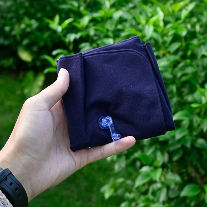 Large-Sized Thickened Flocked Square Inflatable Pillow for Outdoor Use Suitable for Camping