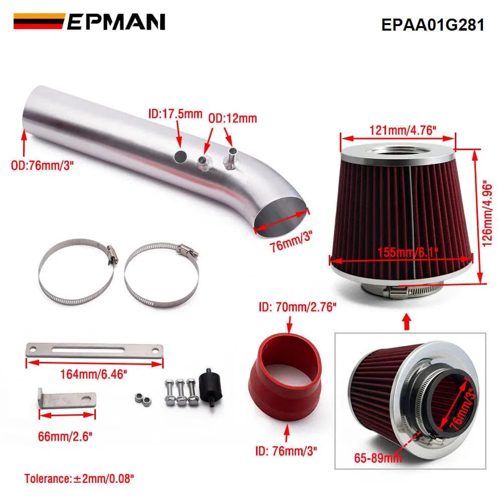 Epman Cold Air Intake Kit & Air Filter High Performance for Honda Civic EK J HX EX 1.6L L4 1996-1998