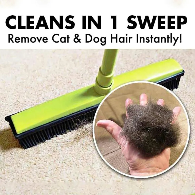 Adjustable Rubber Pet Hair Removal Broom Brush Dust Scraper Carpet Sweeper Wash Mop Telescopic Window Car Floor Cleaner