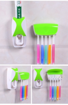 Plastic Automatic Toothpaste Dispenser Set with 5 Toothbrush Holderb536