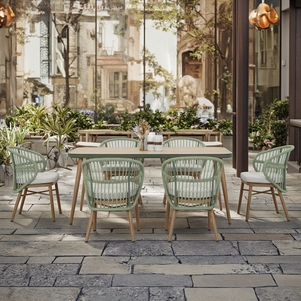 Набор мебели алюминий тик стол 6 стульев с подогревом