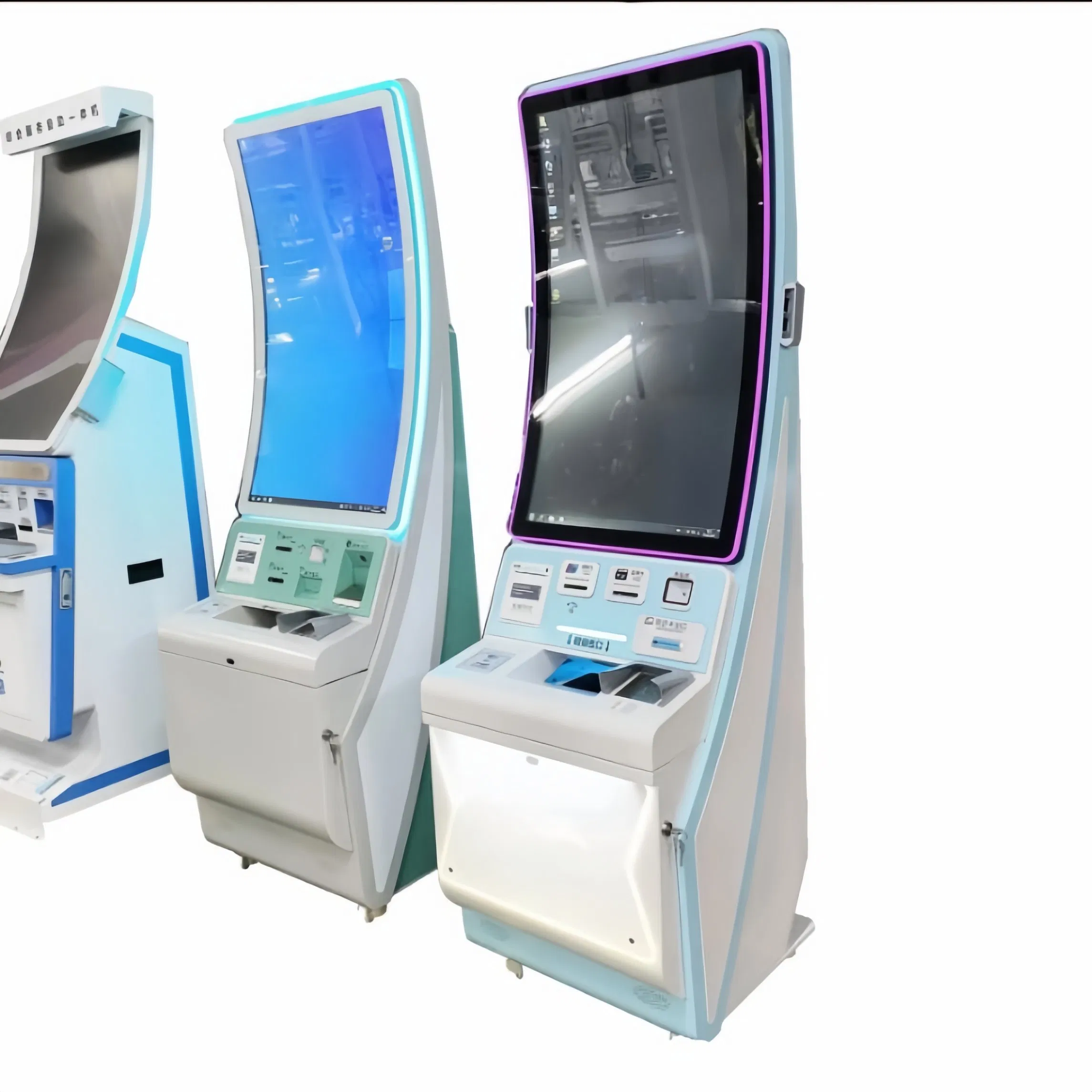 Interactive Curved Screen Self-Service Payment Kiosk for Bank ATM Machine