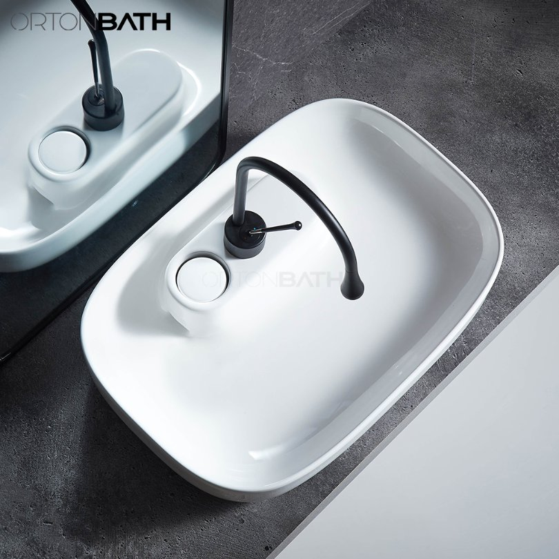 Керамическая раковина Ortonbath прямоугольная с мраморным дизайном