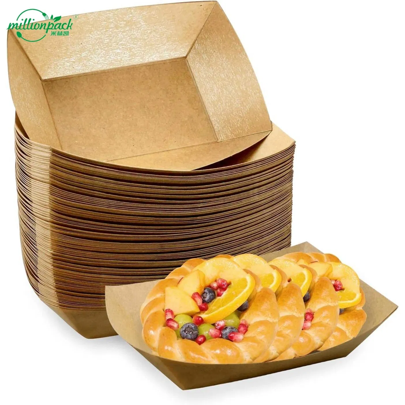 Biodegradable Boat-Shaped Paper Bowls Container for Bulk Wholesale and Catering