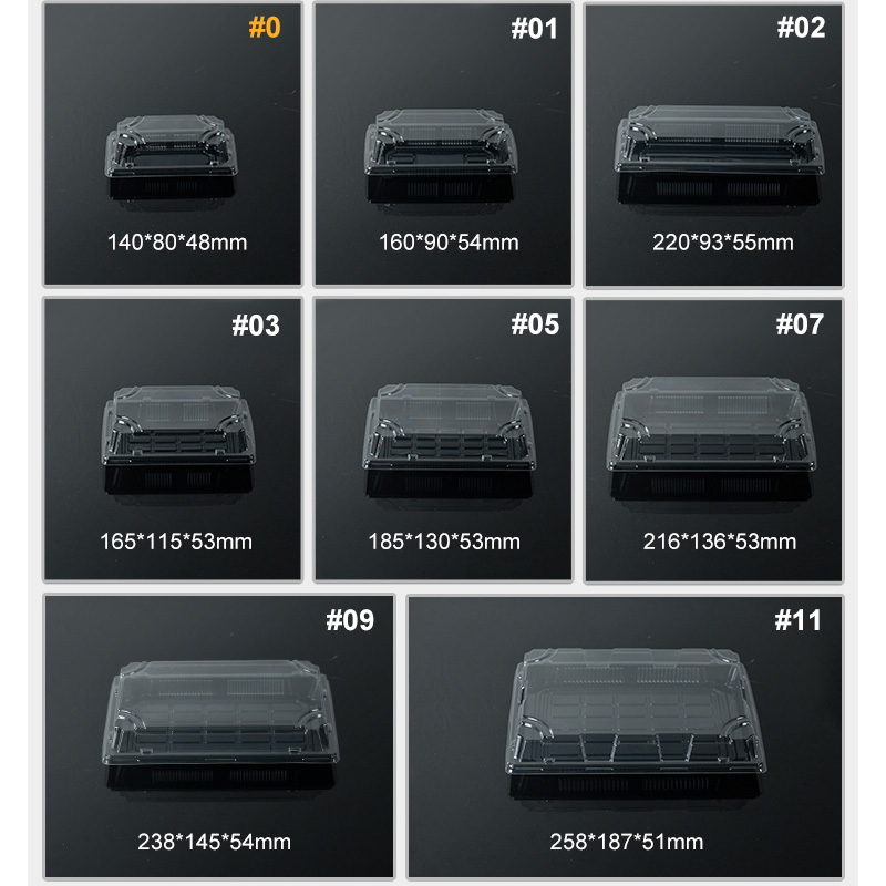 Unisupply Rectangle Plastic Sushi Box Sushi Tray Sushi Takeaway Box for Japanese Restaurant