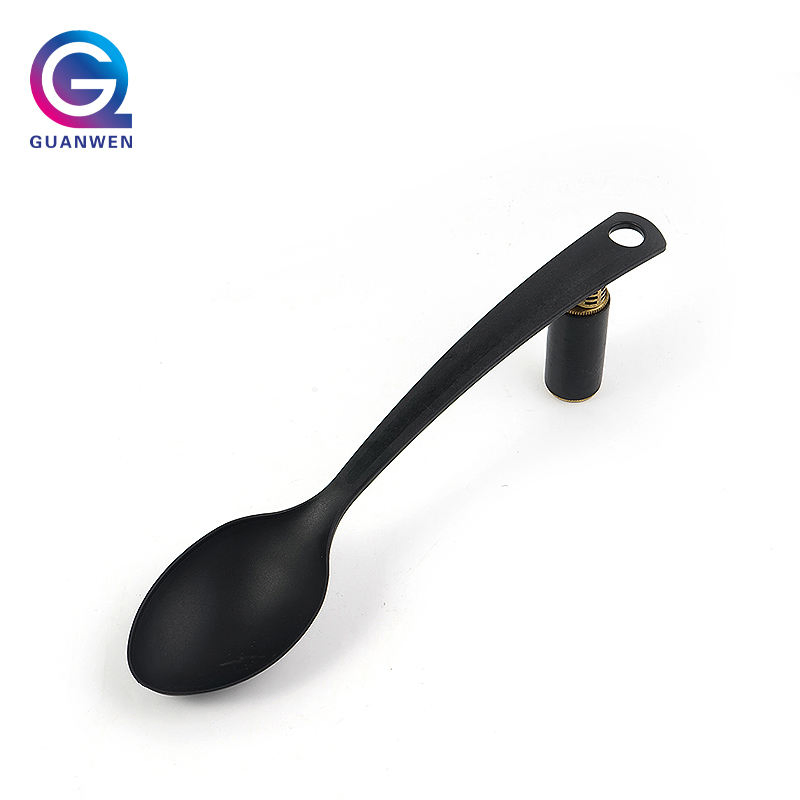 High Temperature Resistance Nylon Turner Spatula Black Kitchen Utensil Multi-Function Slotted Turner with Custom Logo