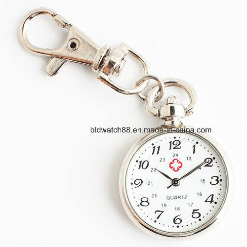 Popular Pocket Keychain Watch Clip on Hang Nurse Pocket Watch Key Ring Watch