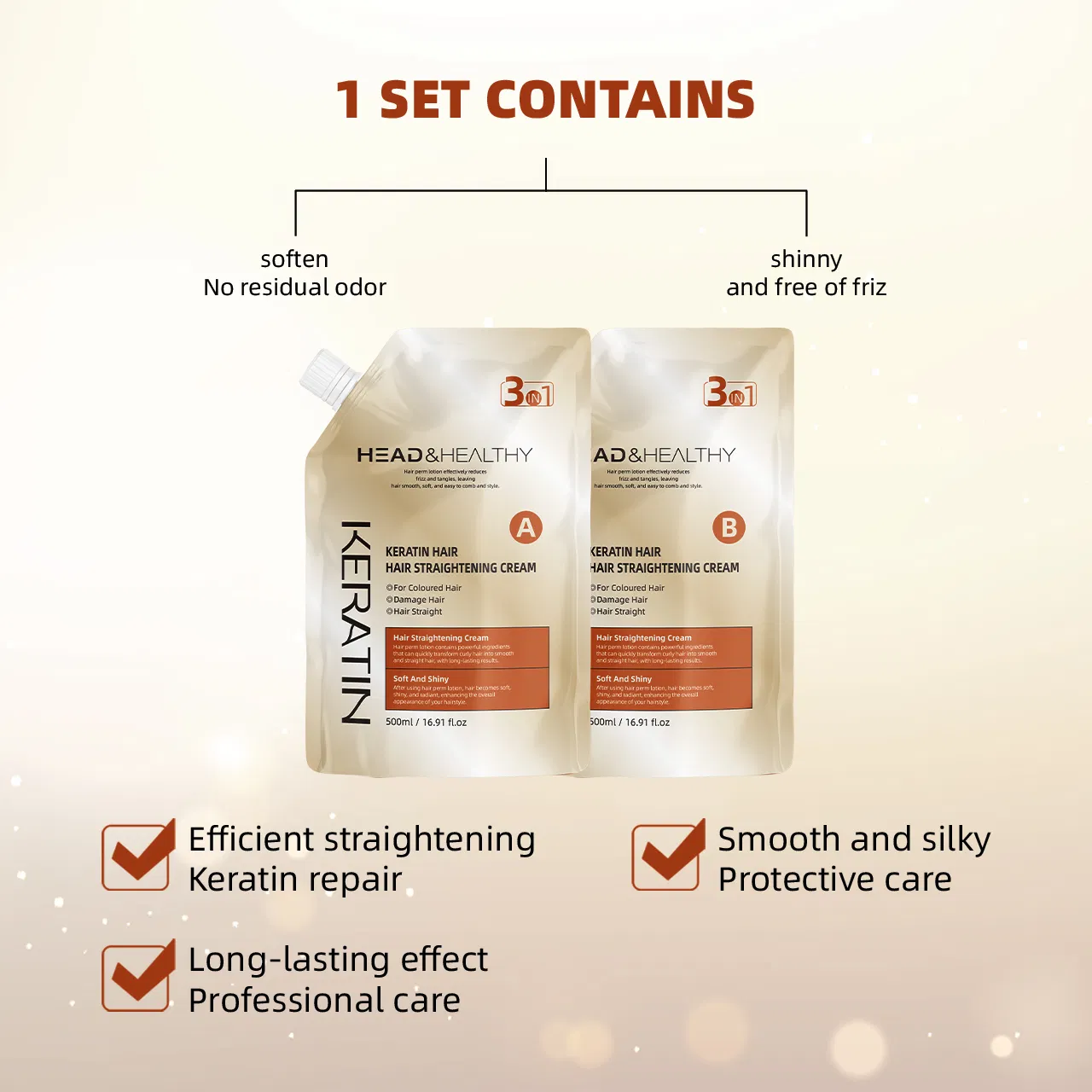 Professional Hair Straightener Cream for Soft and Shiny Hair