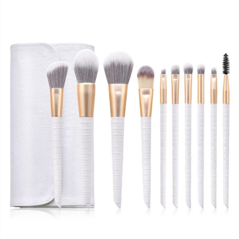 High Quality Vegan Cruelty Free Makeup Brushes Private Label 10PCS White /Black Foundation Makeup Brush Set