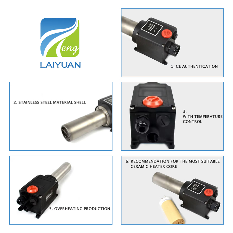 Laiyuan China Supplier High Temperature 440V 480V 3kw 5kw 11kw 18kw Electric High Heat Gun Industrial Grade Hot Air Blower Hot Air Soldering Gun Hot Air Gun