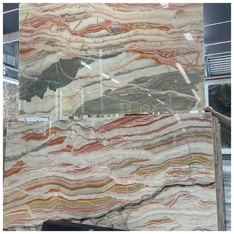 Iran Multicoior Backlit Rainbown Onyx Marble Slabs for Bookmatched Wall and Countertops