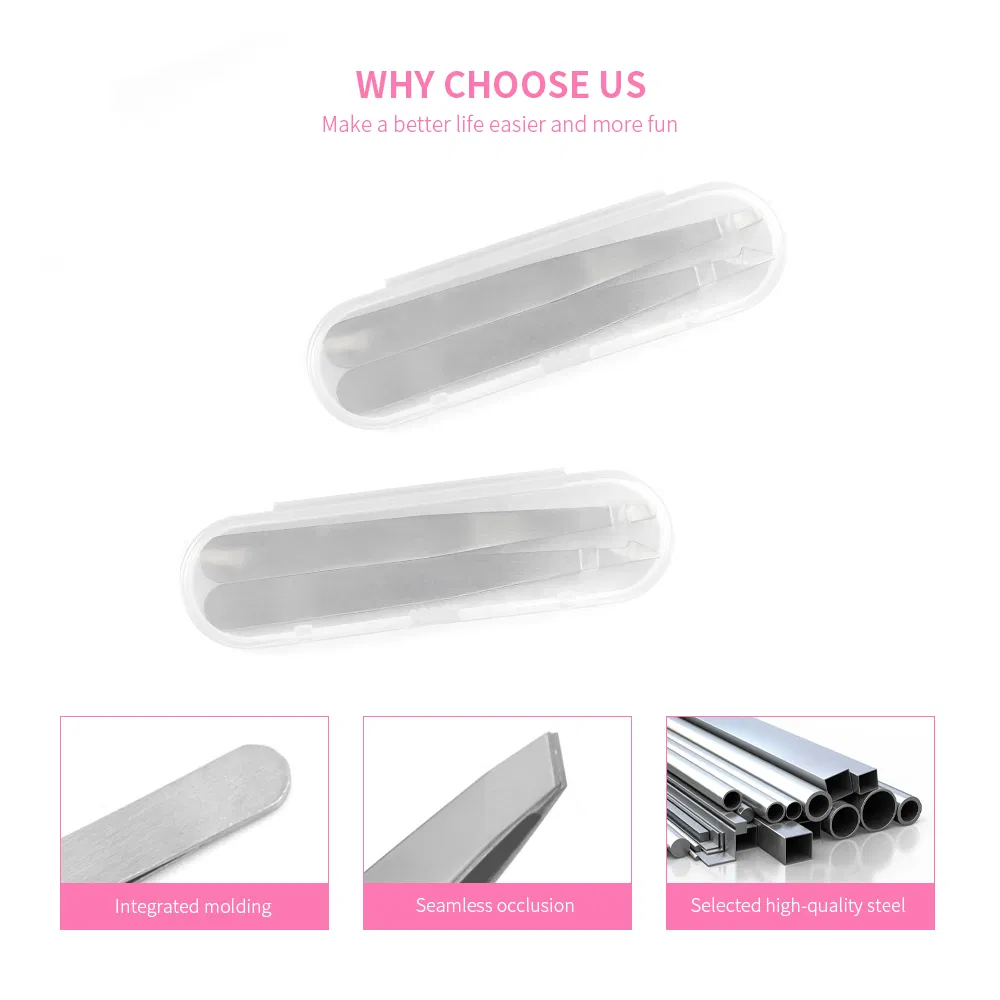 2 Pieces Professional Stainless Steel Precision Eyebrow Tweezers Set