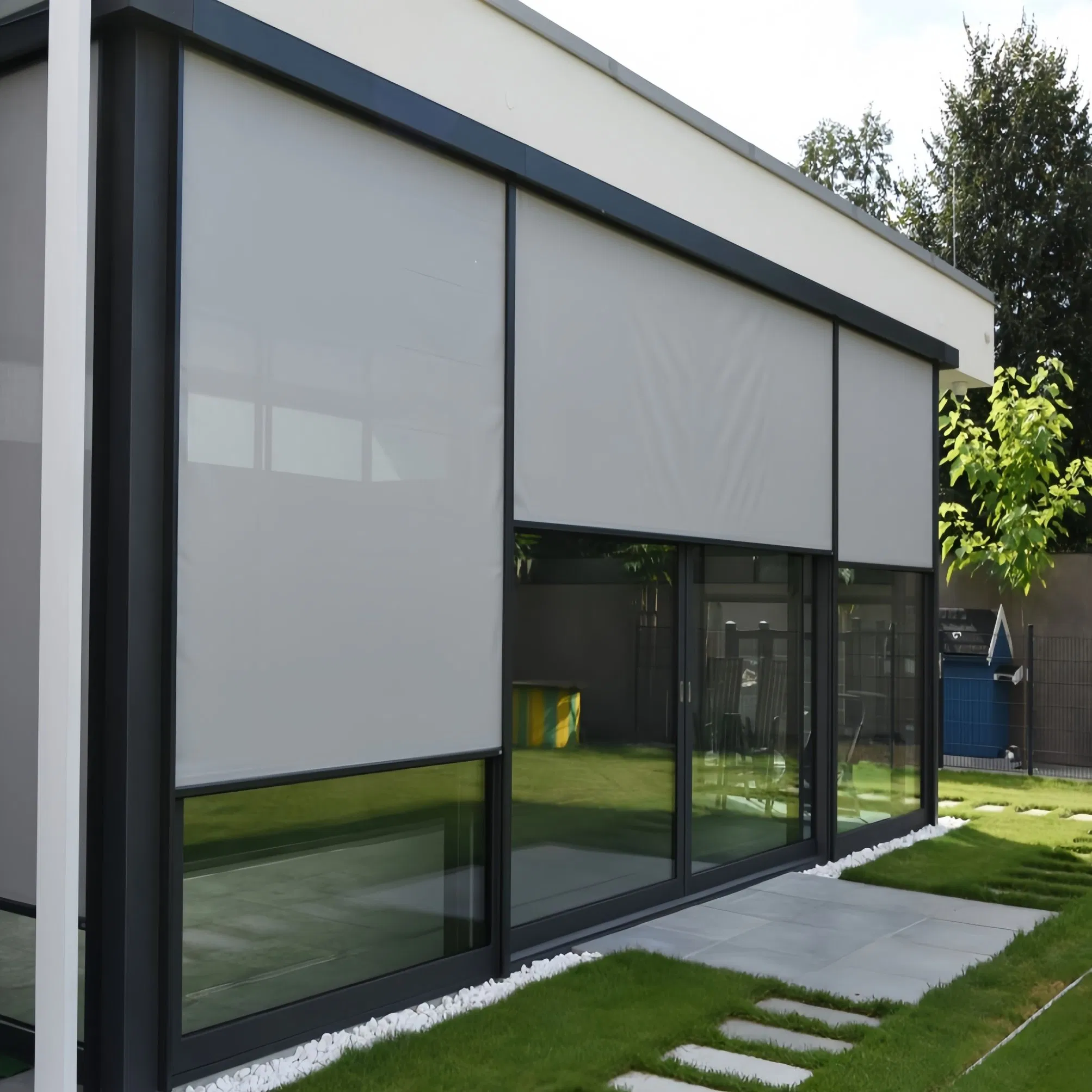 Custom Outdoor Motorized Roller Blind Windproof Zip Track Blinds Shades Vertical Blind for Windows