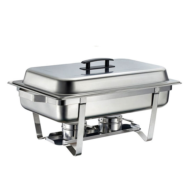 Factory Supply 9L Buffet Chafing Dish Food Warmers Display Rectangular Stainless Steel Goldplated Chaffing Dishes Wholesale