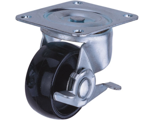 Top Plate Black PP Fix Wheel with Plain Bearing