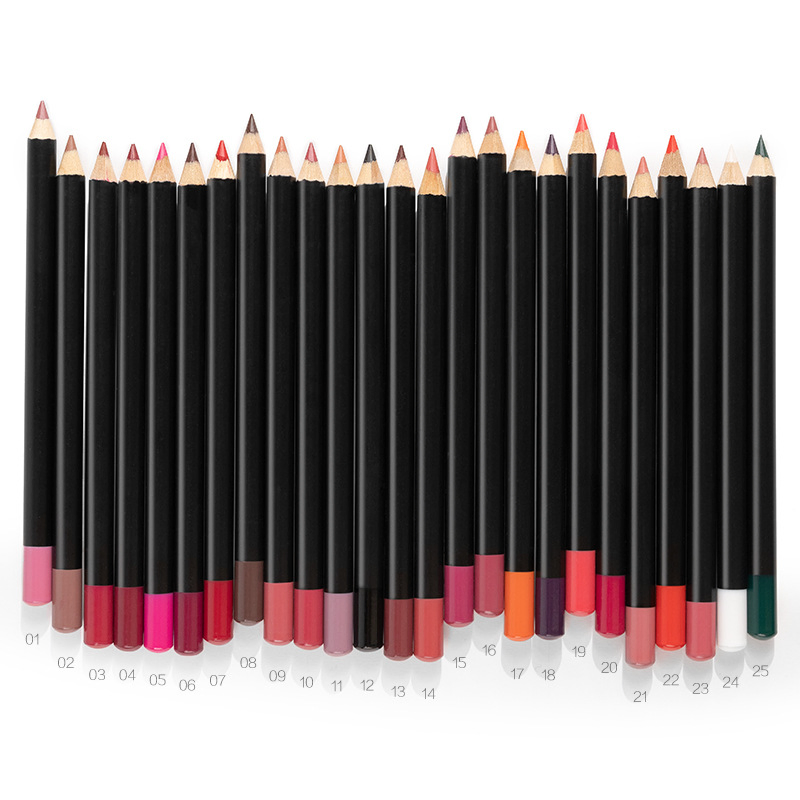 25 Color 3 in 1 Multi-Function Eyeliner Eyebrow Line Wooden Lip Pencil Lipstick Pen