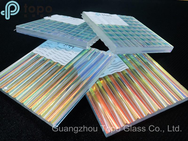 Pattern Laminated Art Glass with Different Angles Show Different Colors (LG-TP)