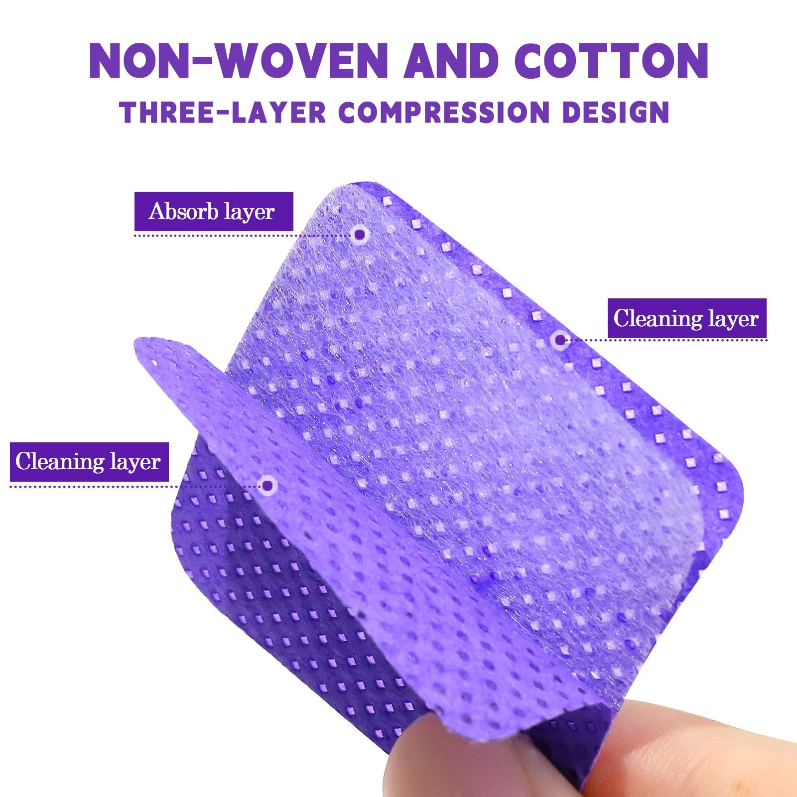 200PCS Custom Logo Private Label Absorbent Soft Fabric Eyelash Extension Glue Wipes Nail Polish Remover Pads Lint Free Nail Wipe