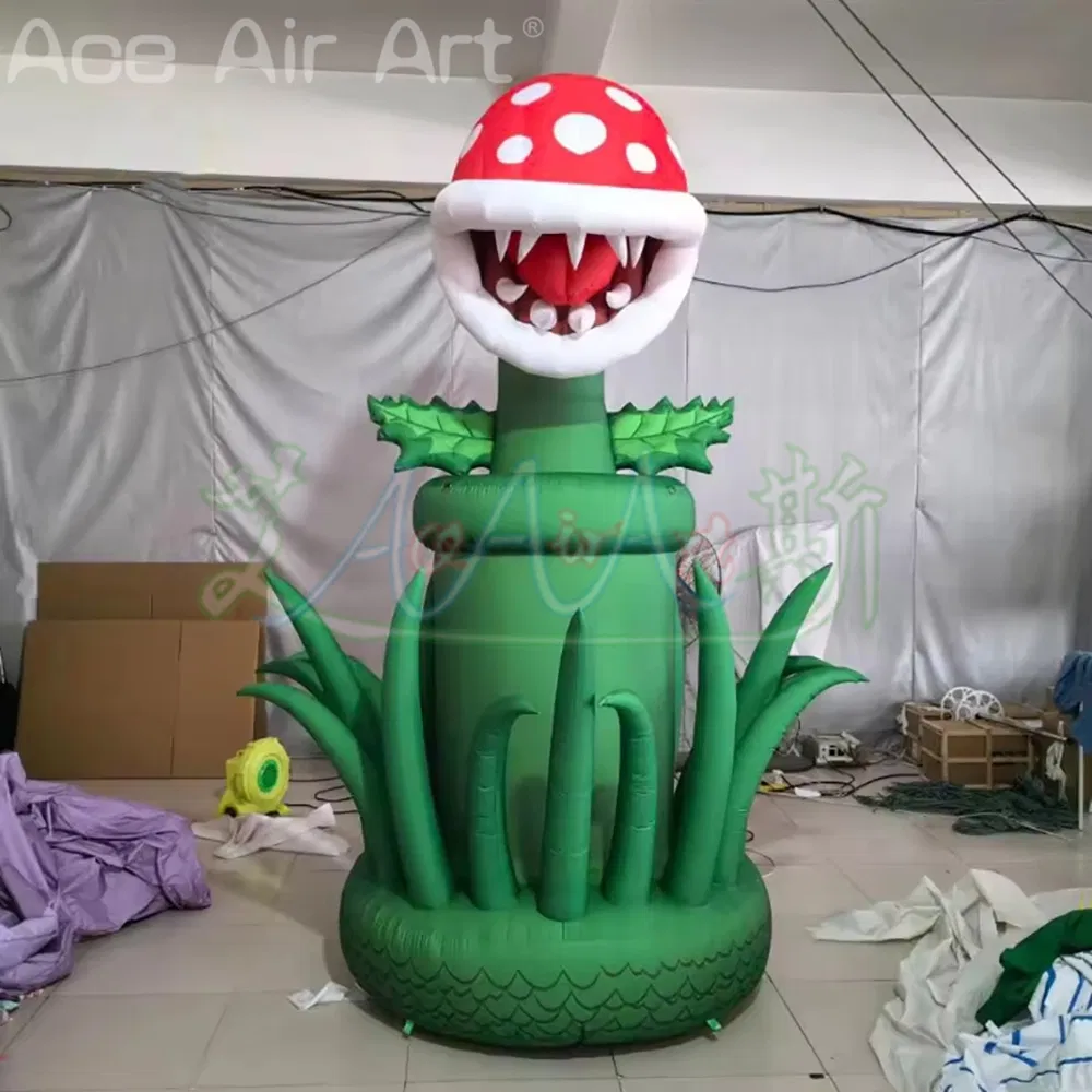 3.5m Giant Inflatable Cartoon Chomper Flower Air Blow Creative Piranha Plant for Event Kids Party Stage Decor Advertising Props