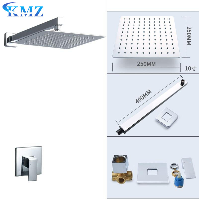 Single Lever Square Rain Shower Head Concealed Wall Mounted Bathroom Shower Set Ceiling Shower Panel Faucet
