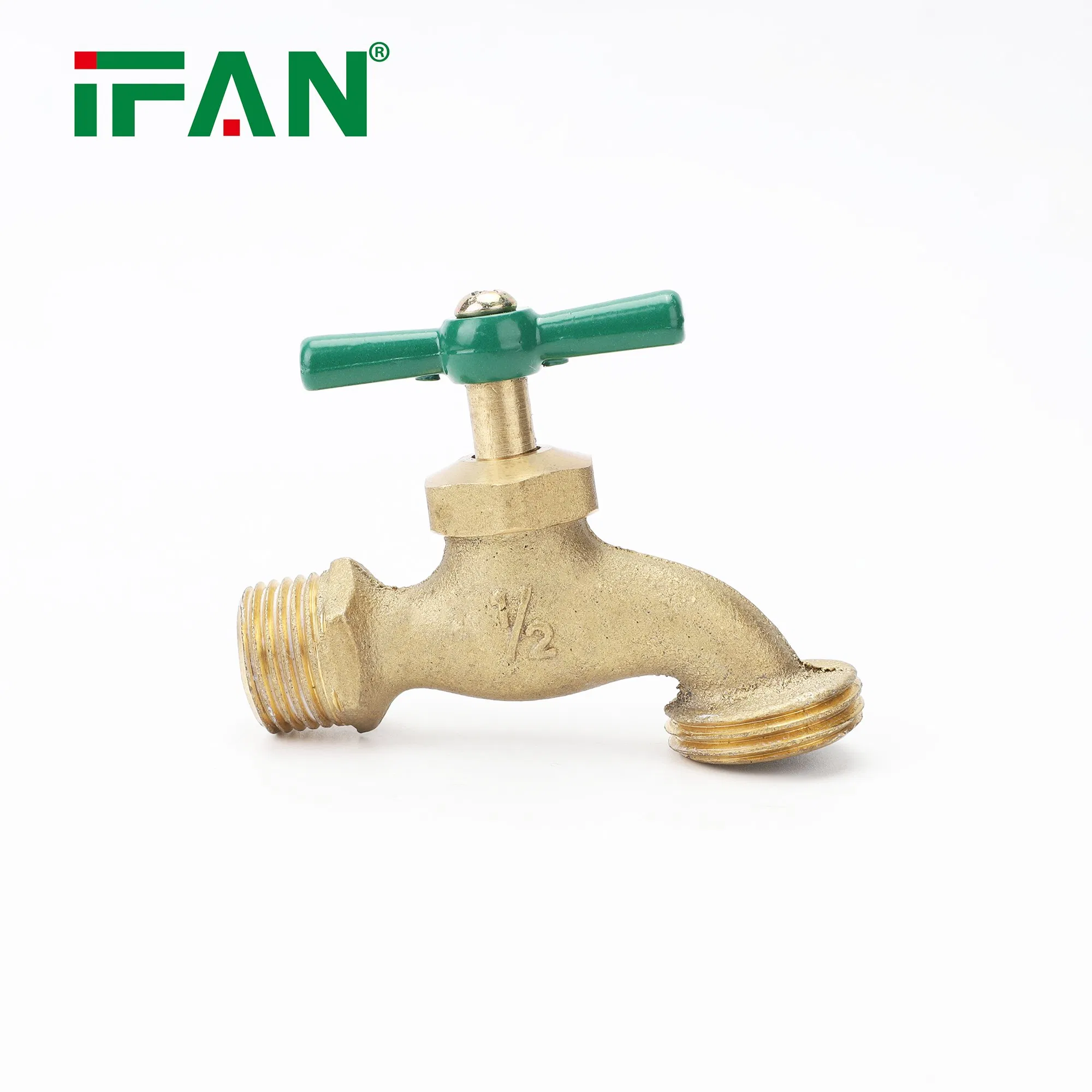 Кран для стиральной машины Ifan 1/2 дюйма, латунь, зеленая ручка