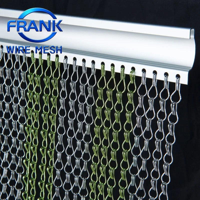 Hot Selling Decorative Double Hook Aluminum Chain Link Fly Screen Door Curtain