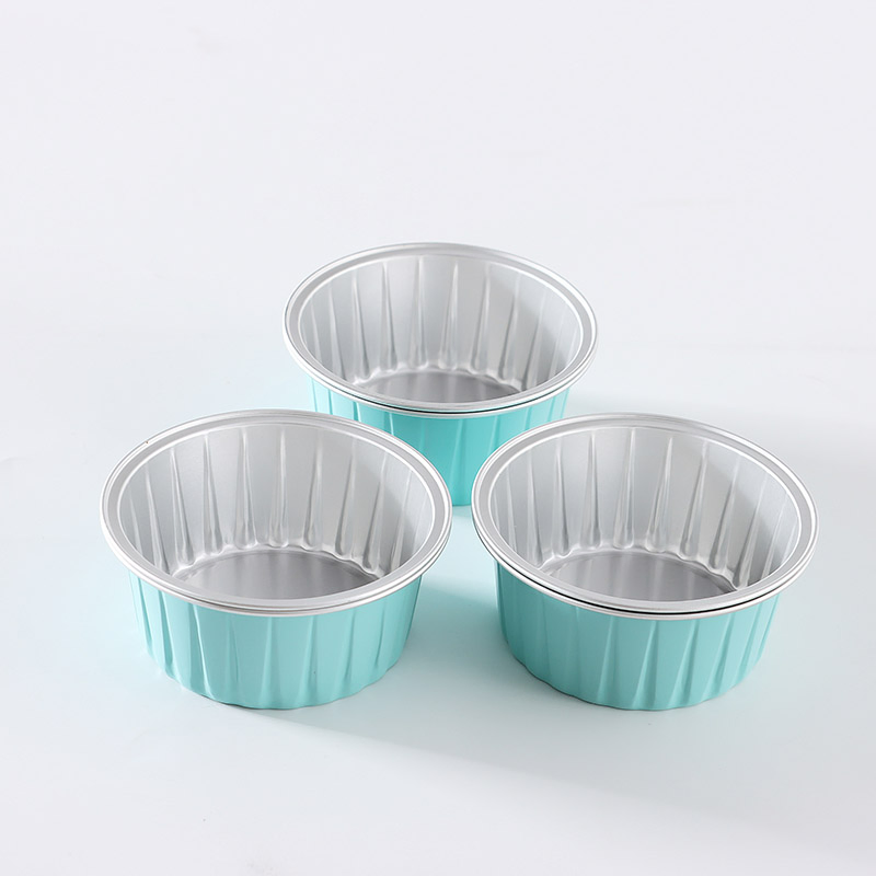 Custom Logo Color Smooth Wall Pastry Tray Disposable Aluminum Foil Food Container with Transparent Lid