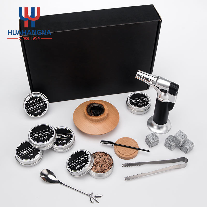 Whisky Smoker Kit for Drink with Six Wood Chips Cocktail Smoker Kit with Torch for Gift