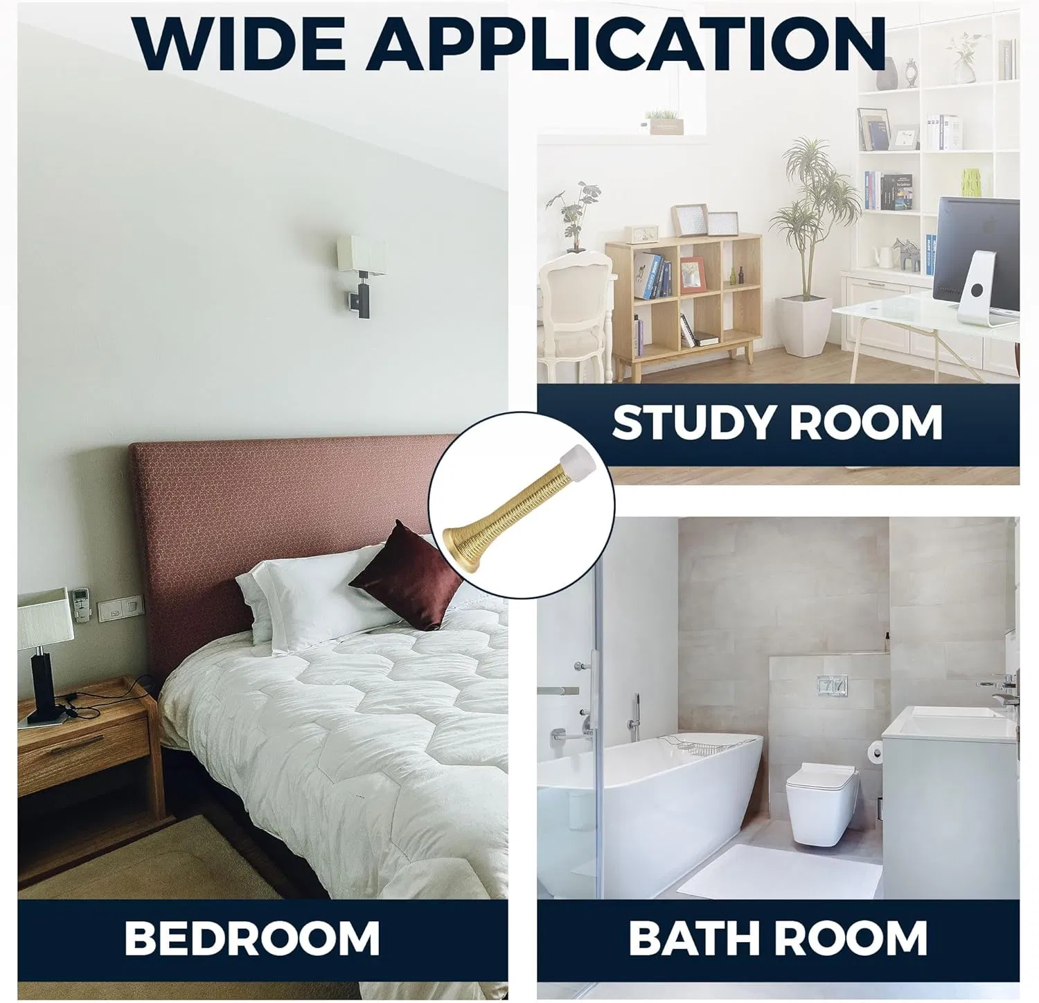 MD170L-Pb Steel Door Stop, Gold Finish