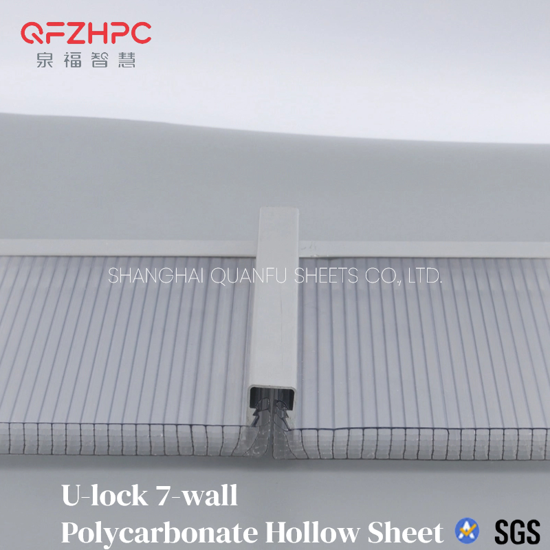 UV Protection U-Shaped Locking Design Polycarbonate Hollow Sheet for Stadium Skylights