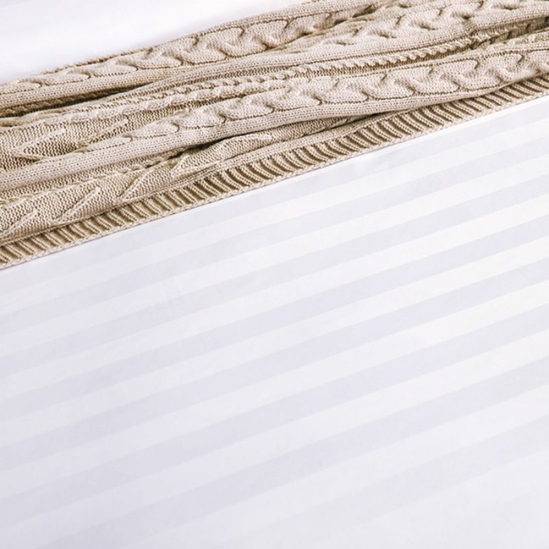 120g High Weight Brushed Jacquard Three Centimeters Satin Strip Duvet Quilt Comforter Cover Star Hotel Homestay ODM/OEM 3/4/5/6PCS Bedding Set Bed Sheets Set